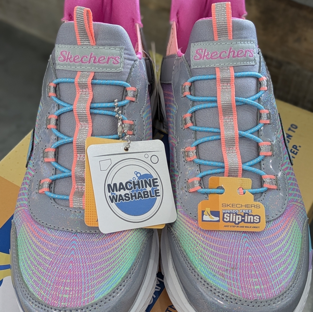 Skechers Kids' Slip-Ins - Gray and Pink Shoes